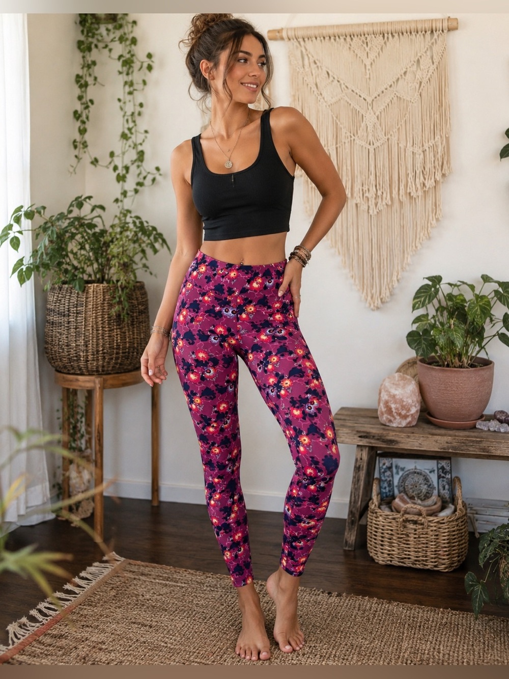 🔥 Lularoe Purples and Pinks Floral Leggings